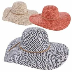 Hot Sale ✔️ Hats & Caps 👩 Women's Dorfman-Pacific Tropical Trends Two Tone Paper Braid Floppy **Assorted Colors Only** Sun Hat ✔️
